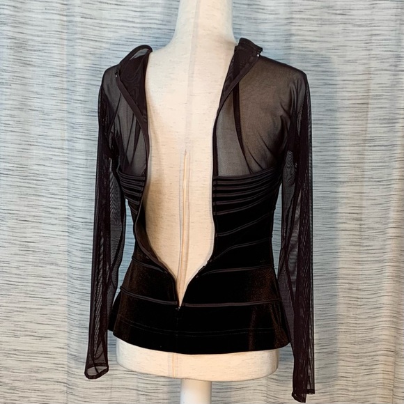 Tadashi brown two-piece velvet and mesh top and skirt set. - Picture 12 of 16